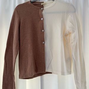 Brown and White Bi-Colored Sweater